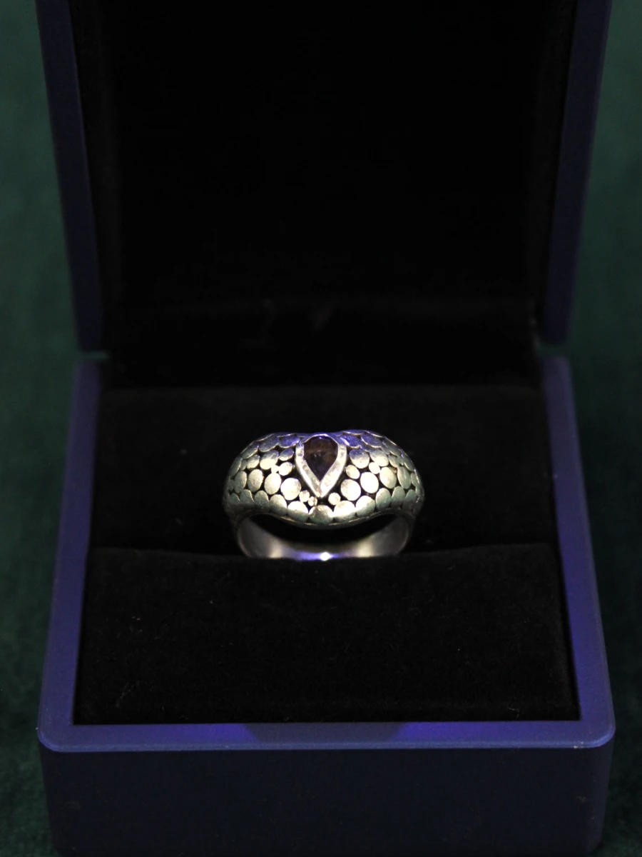 Sterling zilveren hartvormige ring met traanvormige steen - foto 3