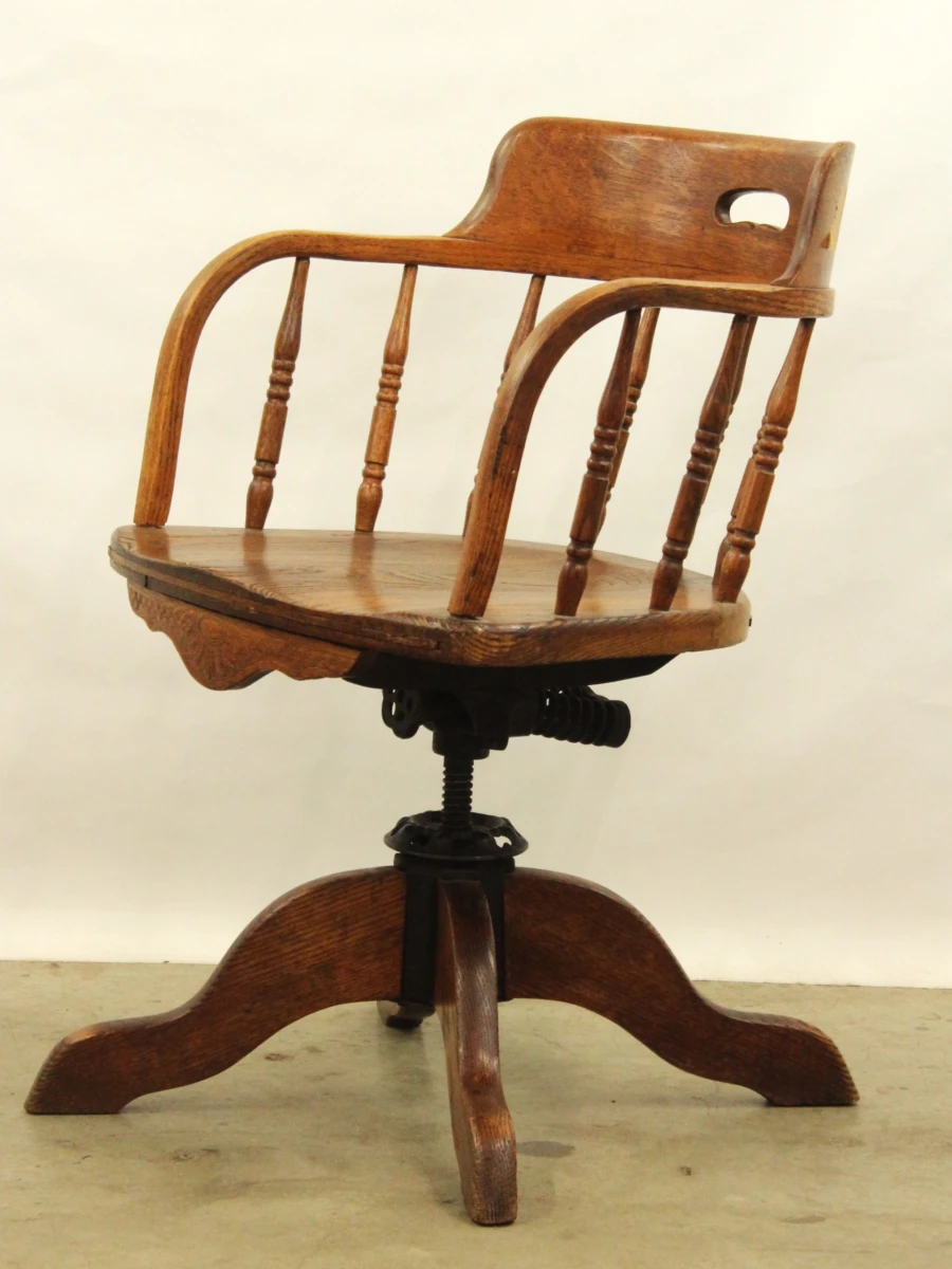 Engelse stijl houten bureaustoel met draaimechanisme - foto 2
