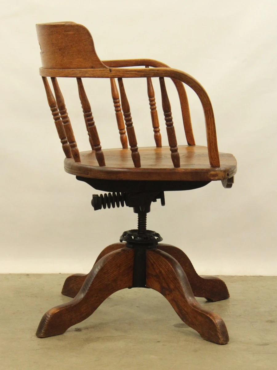 Engelse stijl houten bureaustoel met draaimechanisme - foto 3