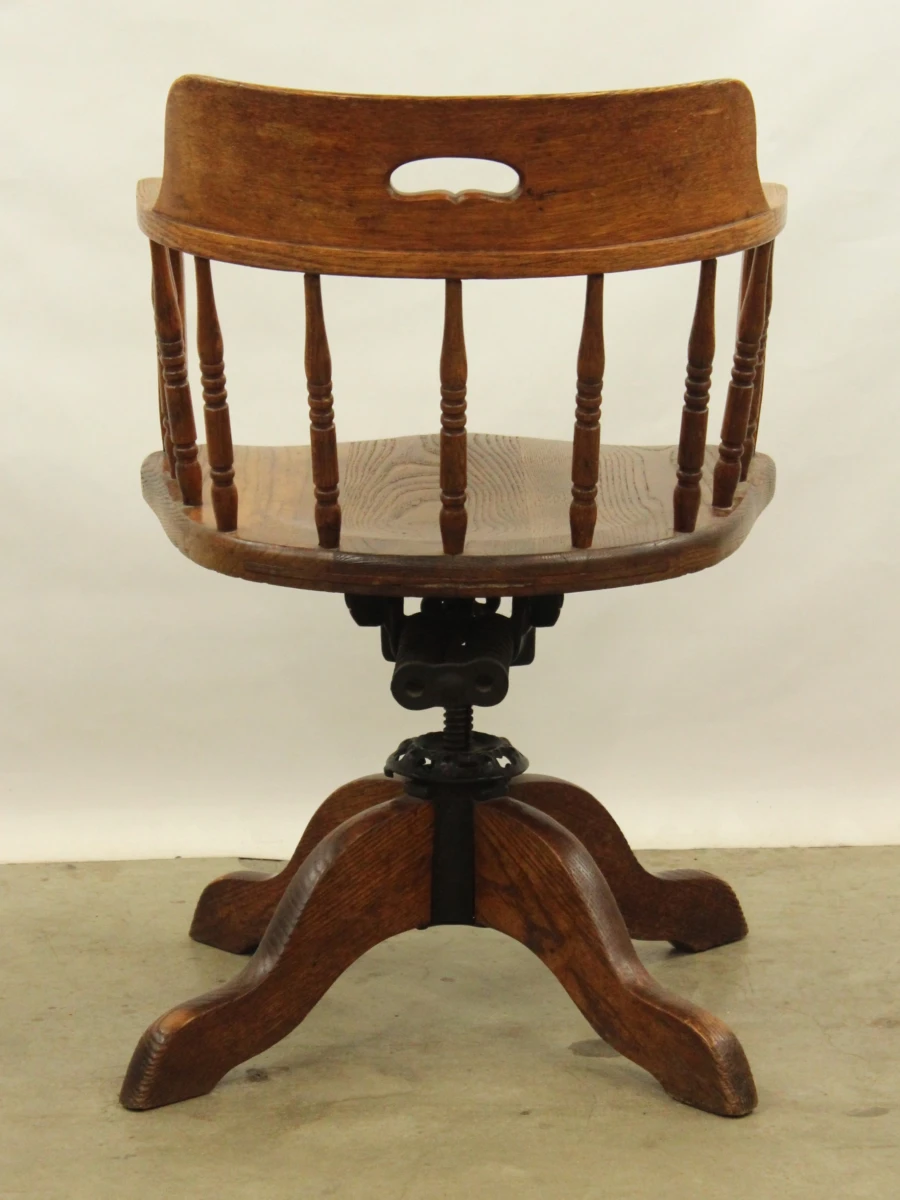 Engelse stijl houten bureaustoel met draaimechanisme - foto 4