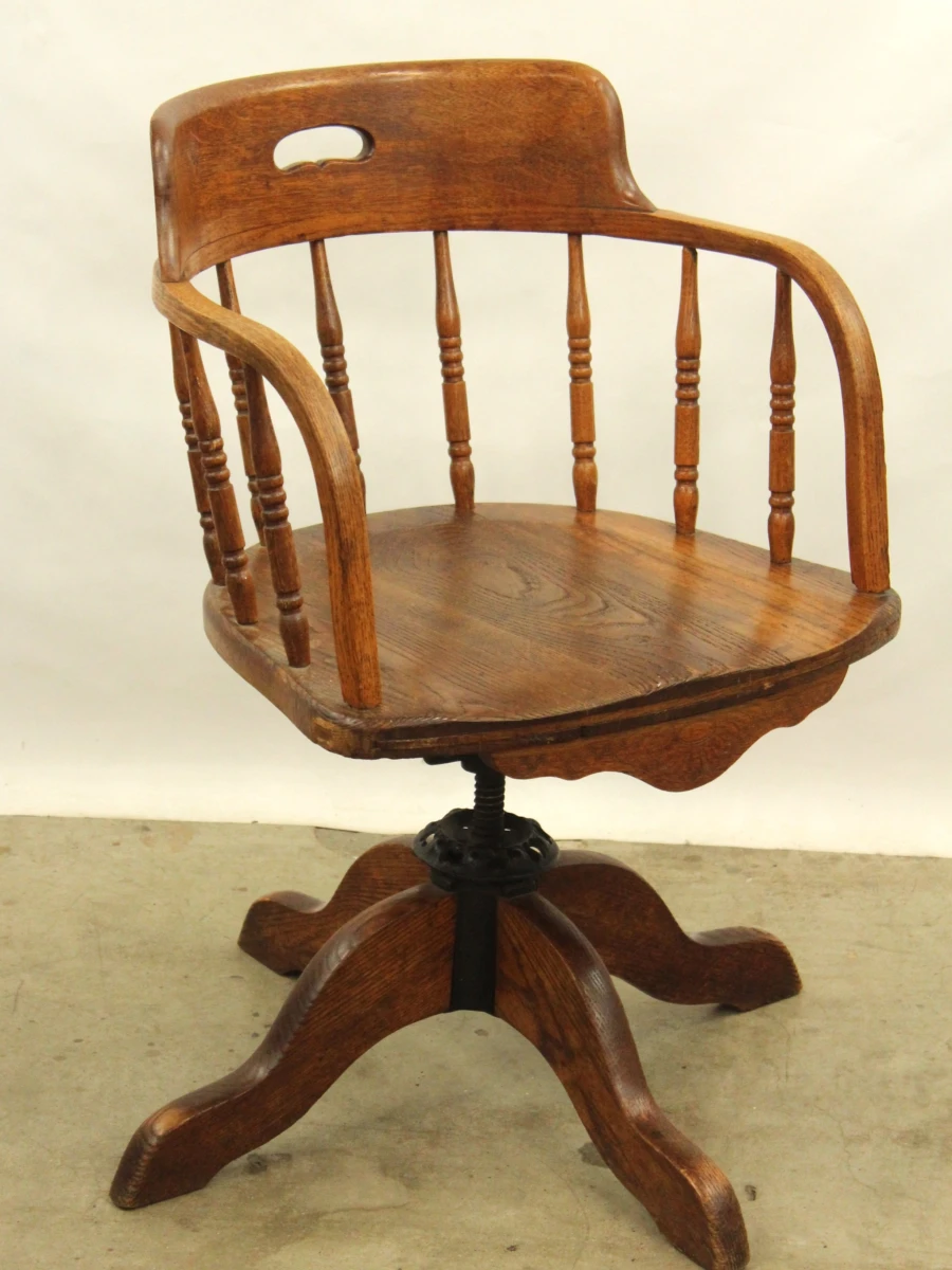 Engelse stijl houten bureaustoel met draaimechanisme - foto 5