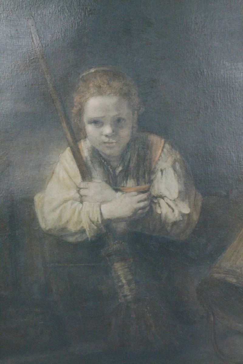 Reproductie Olieverfschilderij: Meisje met een bezem - foto 3