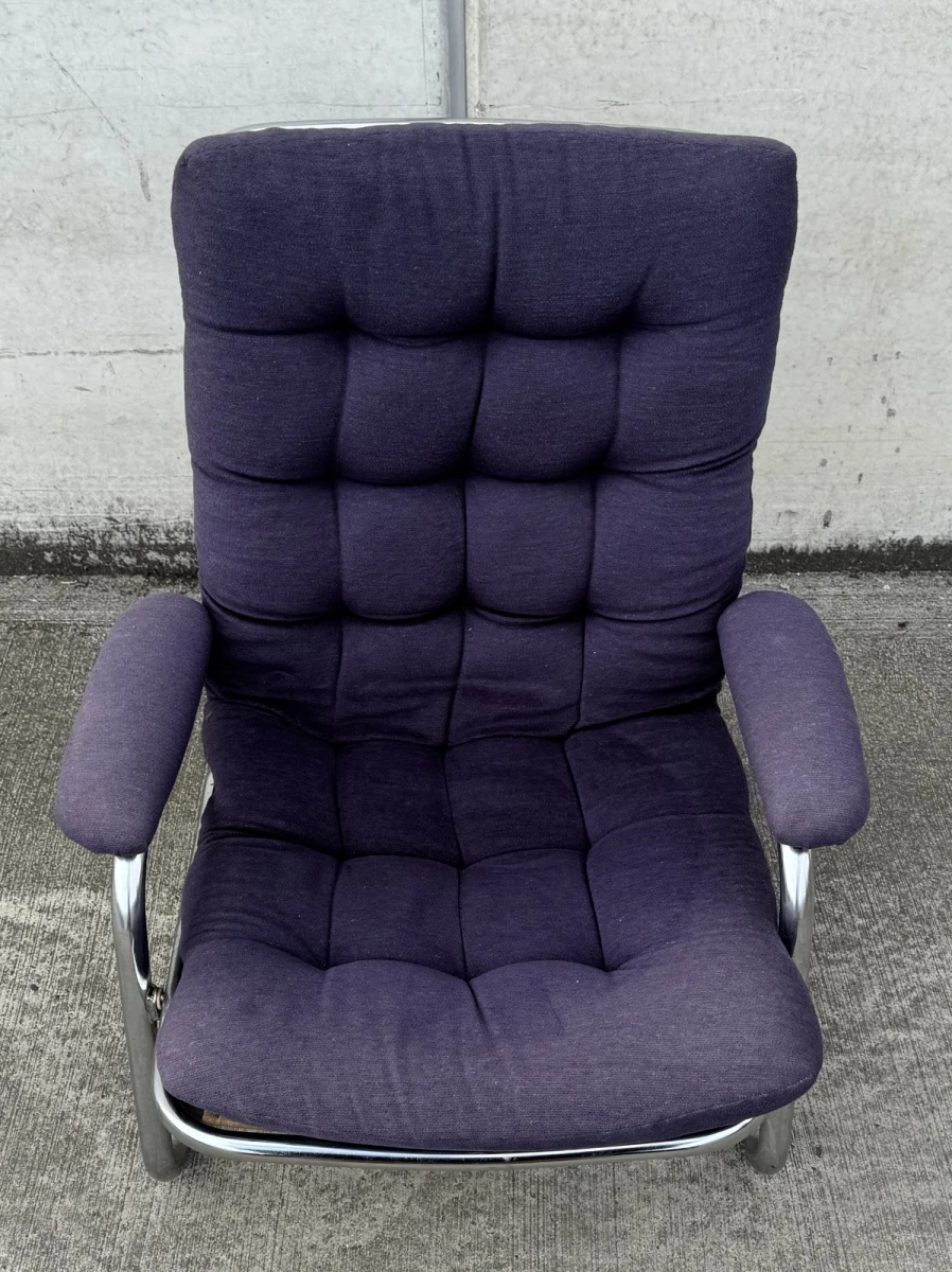 Vintage design fauteuil – jaren 70 – chroom & donkerpaars - foto 6