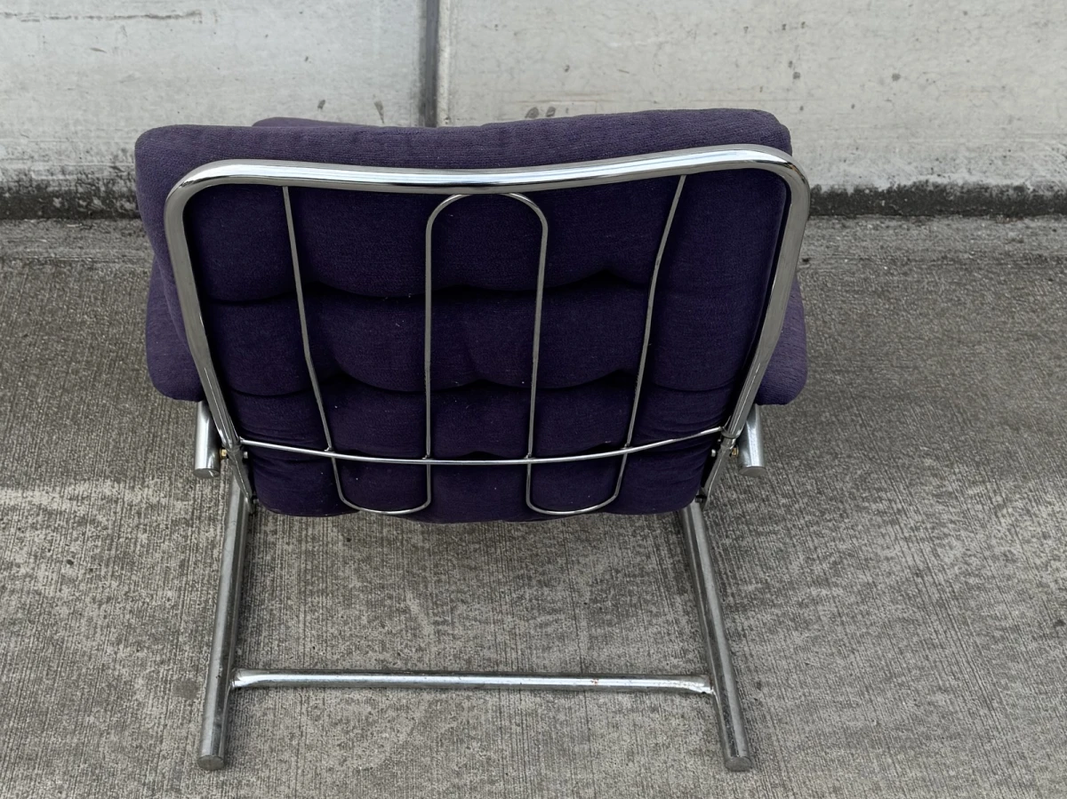 Vintage design fauteuil – jaren 70 – chroom & donkerpaars - foto 10