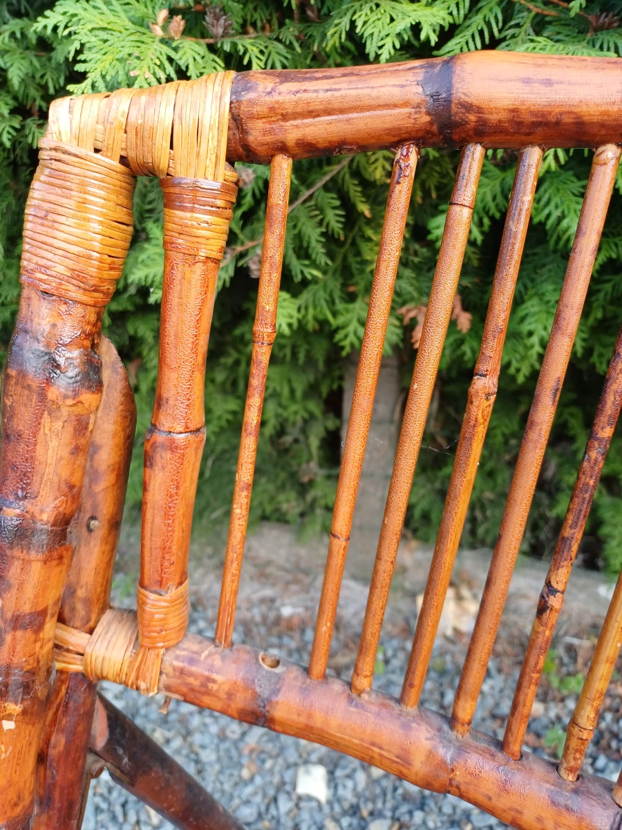 Set van 4 vintage bamboe klapstoelen - foto 7