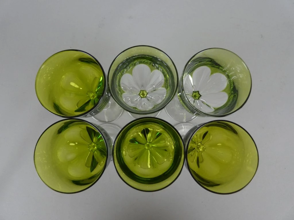 Set van 6 groene kristallen wijnglazen - foto 6