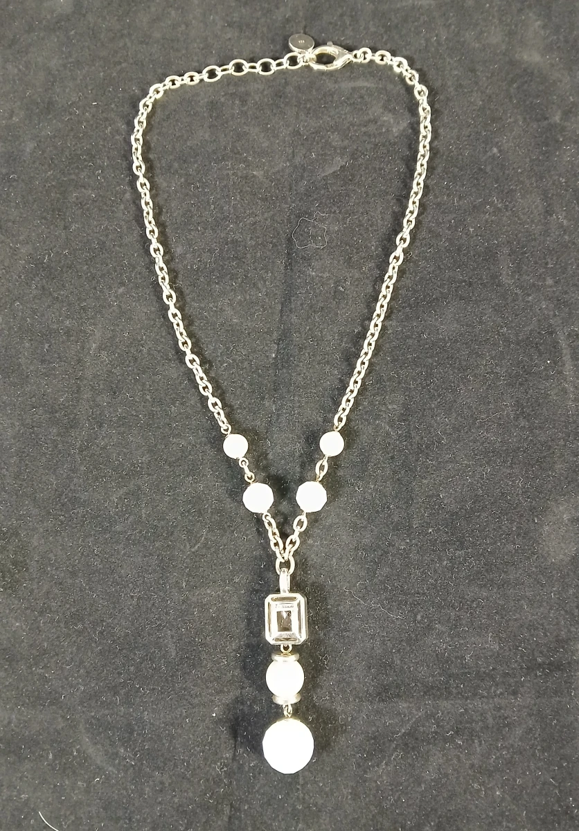 Zilveren ketting met parel en hanger - foto 2