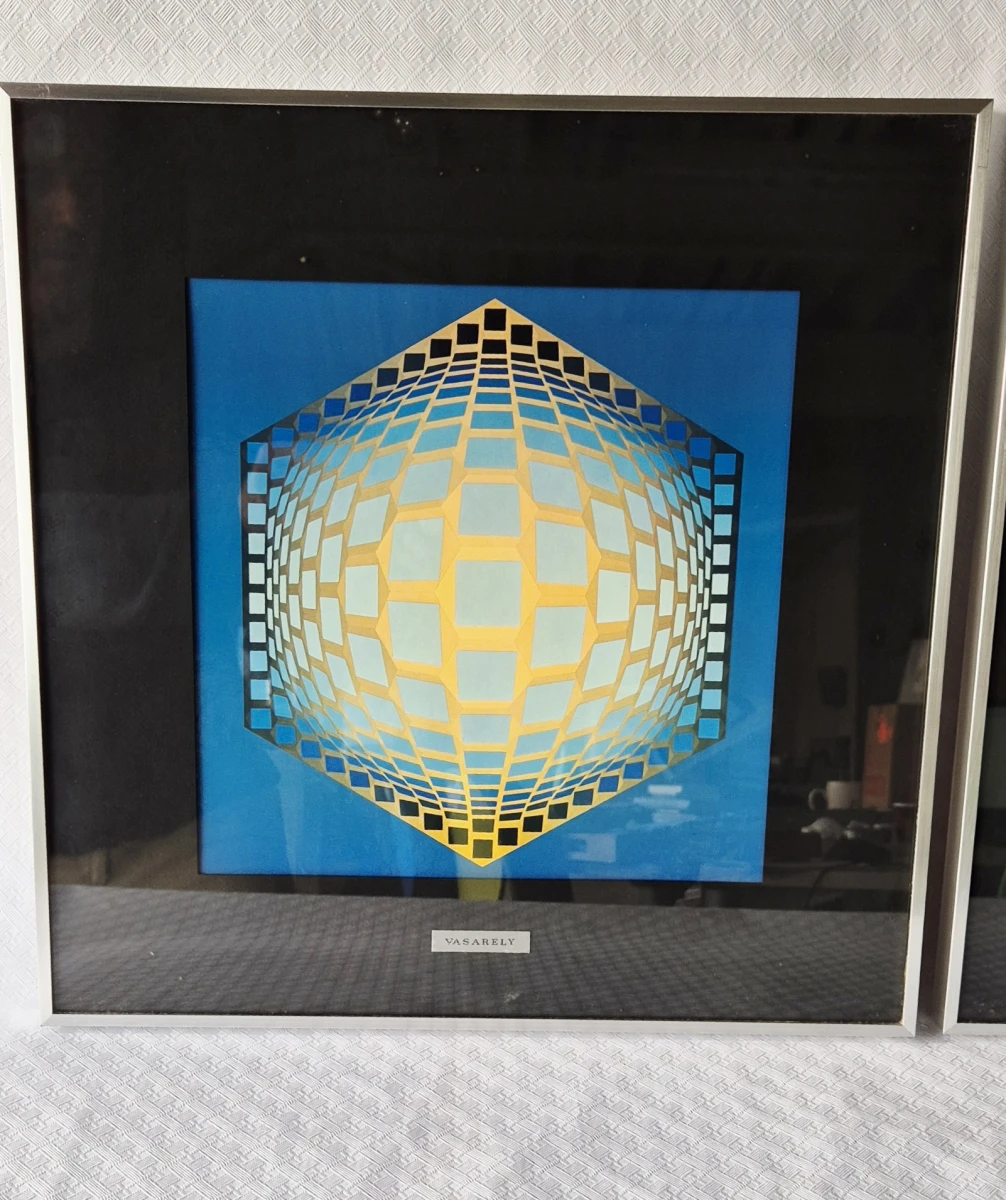 Set van 2 ingelijste Vasarely prints - foto 13