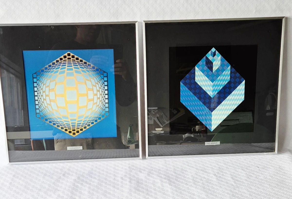 Set van 2 ingelijste Vasarely prints - foto 12