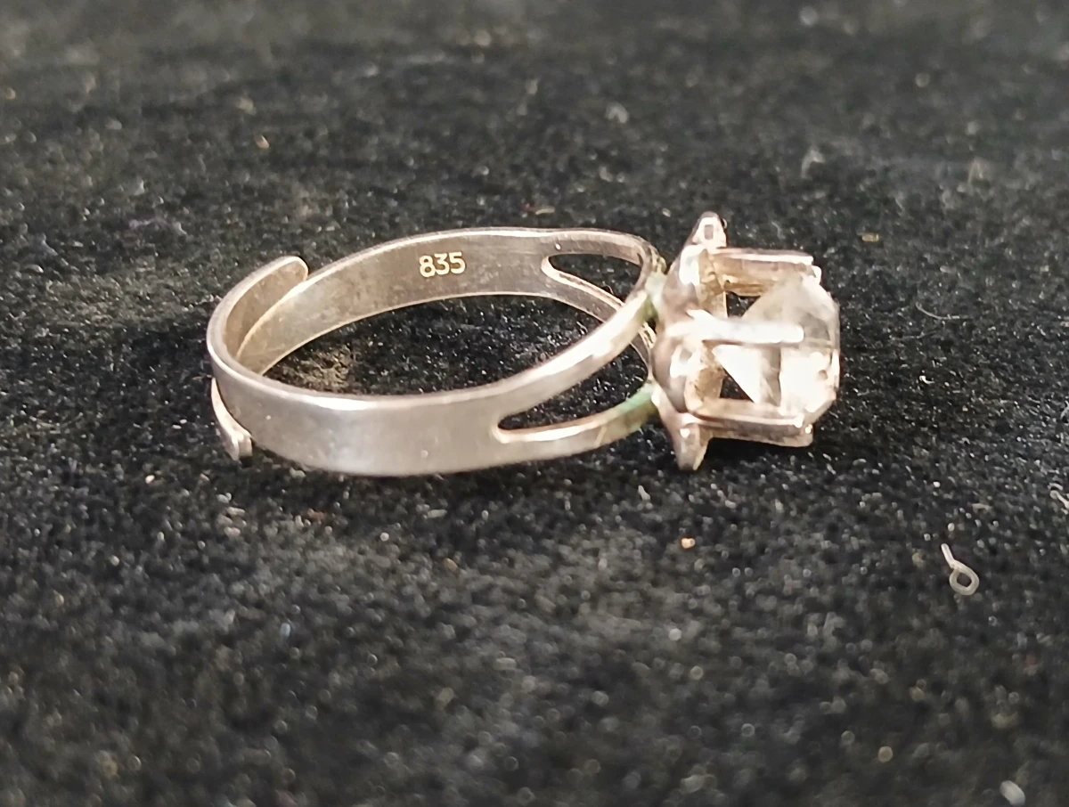 Zilveren ring met grote steen - foto 3