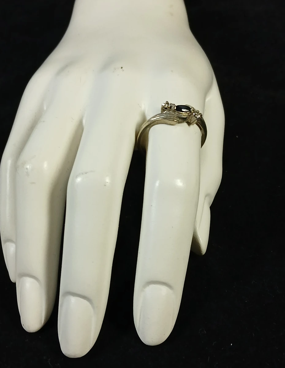 Zilveren ring met blauwe en witte stenen - foto 3