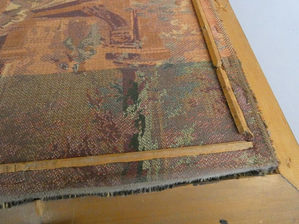 Set van 2 vintage wandtapijten in houten lijst - foto 6