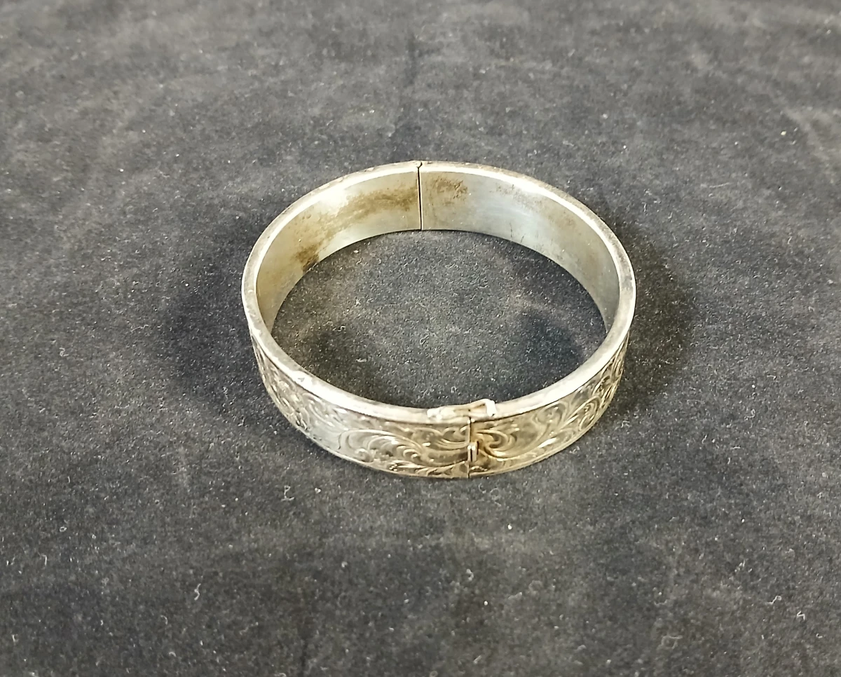 Antieke zilveren armband met gravure en sluiting - foto 5