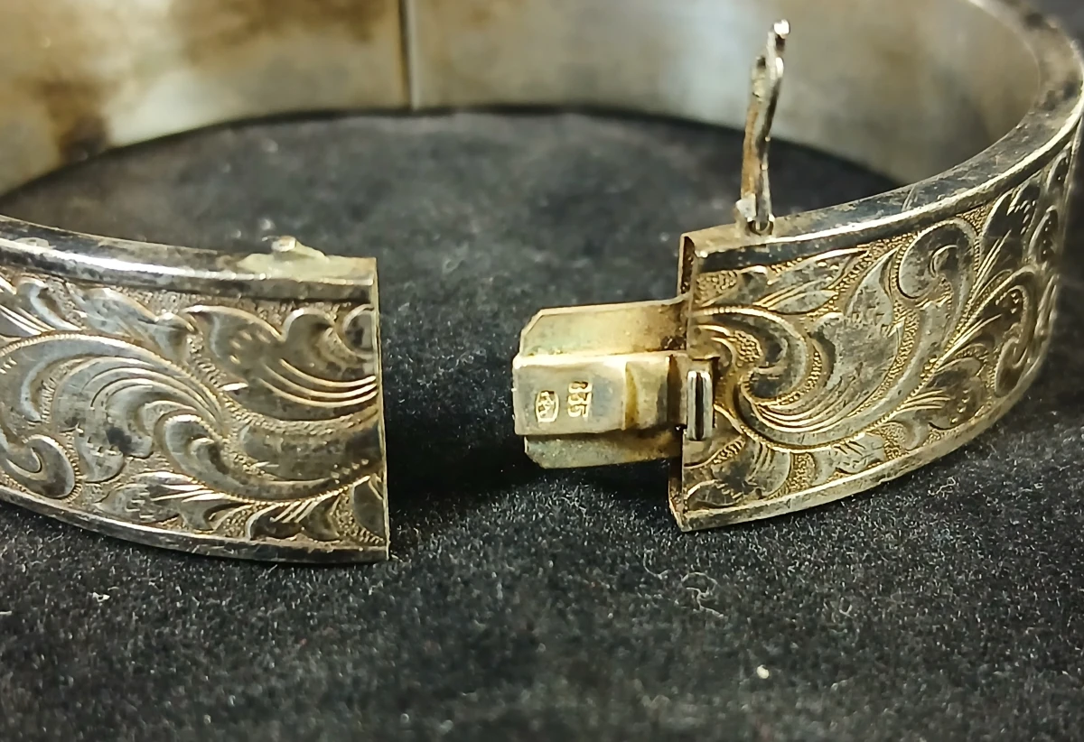 Antieke zilveren armband met gravure en sluiting - foto 4