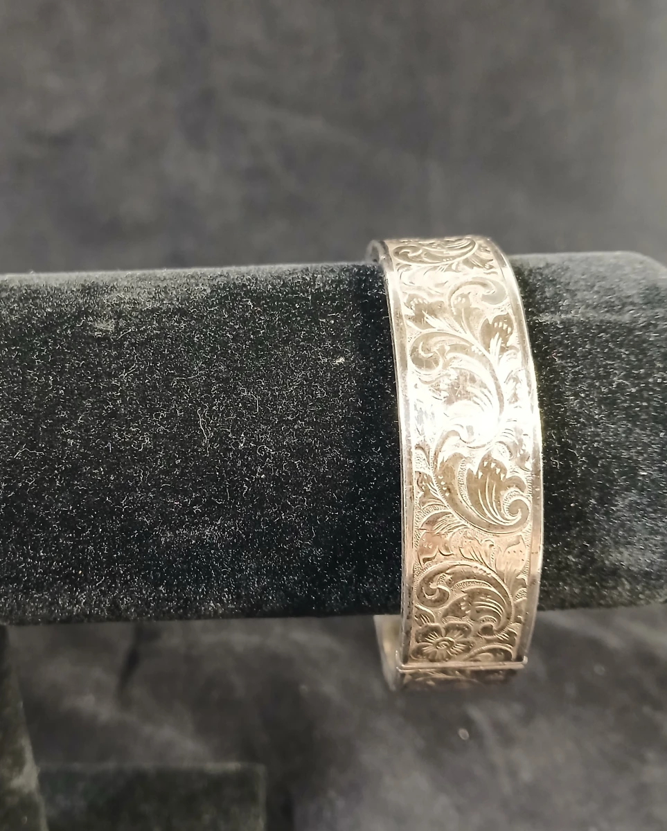 Antieke zilveren armband met gravure en sluiting - foto 6