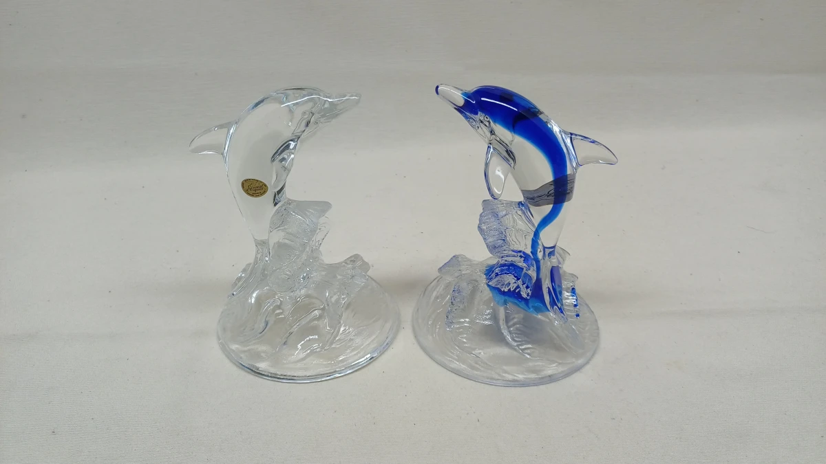 Set van 4 Cristal d'Arques kristallen dolfijnen beeldjes - foto 2