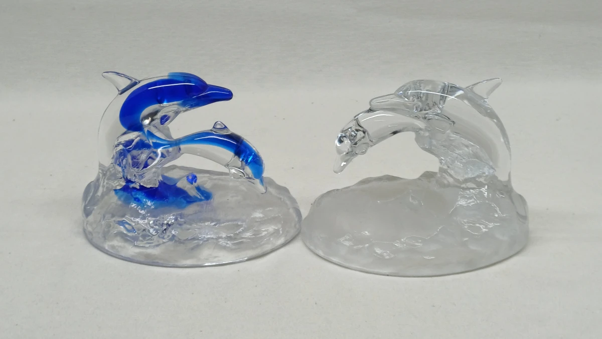 Set van 4 Cristal d'Arques kristallen dolfijnen beeldjes - foto 4