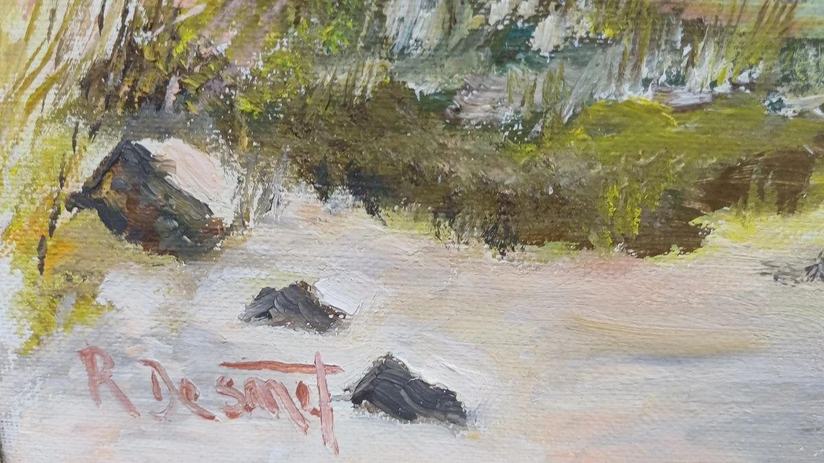 Olieverfschilderij herder met schapen gesigneerd R. De Smet - foto 3