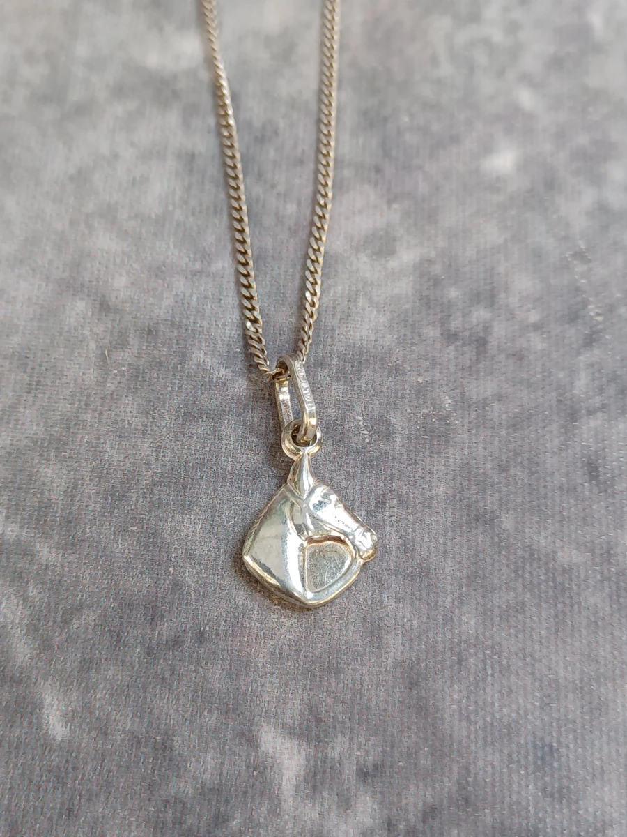 Zilveren lange ketting met paardenkop hanger - Sterling zilver / 925 - foto 5
