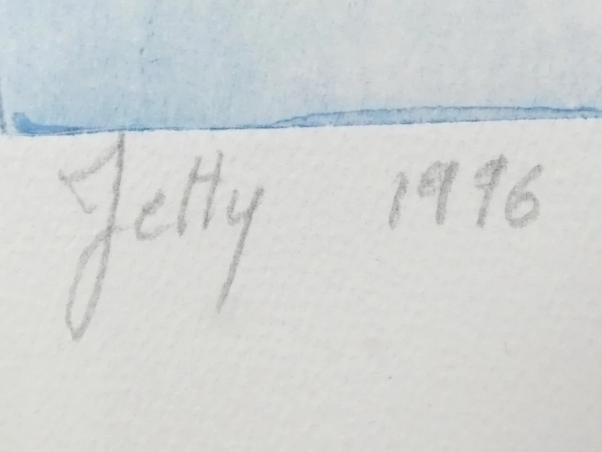 Gesigneerde gravure "Jetty" (1996) – Ingelijst kunstwerk - foto 6