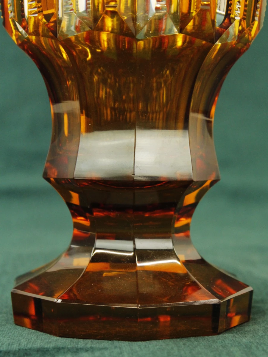 Amberkleurige kristallen Art Deco vaas - foto 4