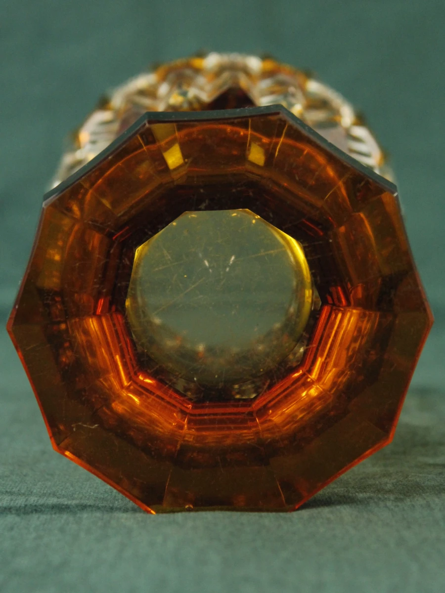 Amberkleurige kristallen Art Deco vaas - foto 5