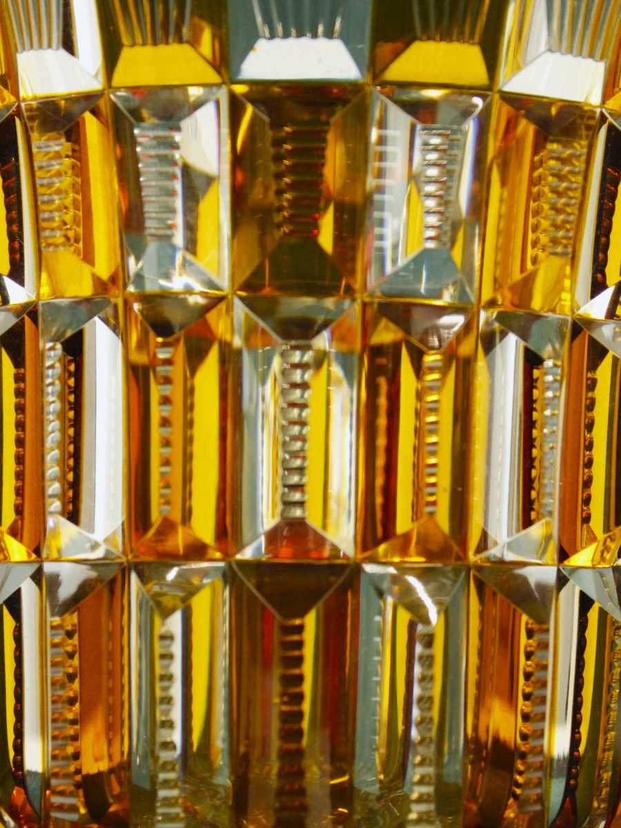 Amberkleurige kristallen Art Deco vaas - foto 7
