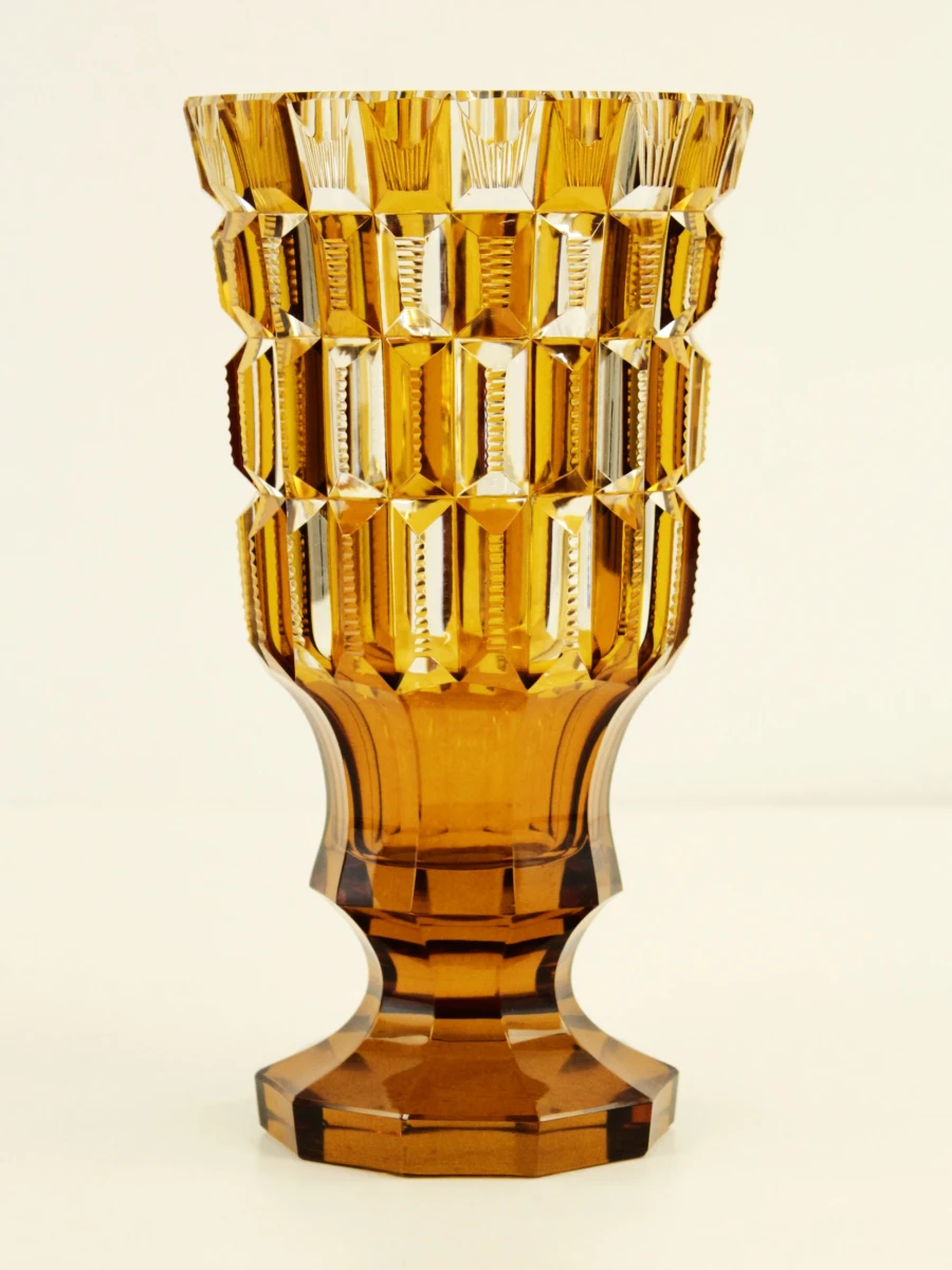 Amberkleurige kristallen Art Deco vaas - foto 10