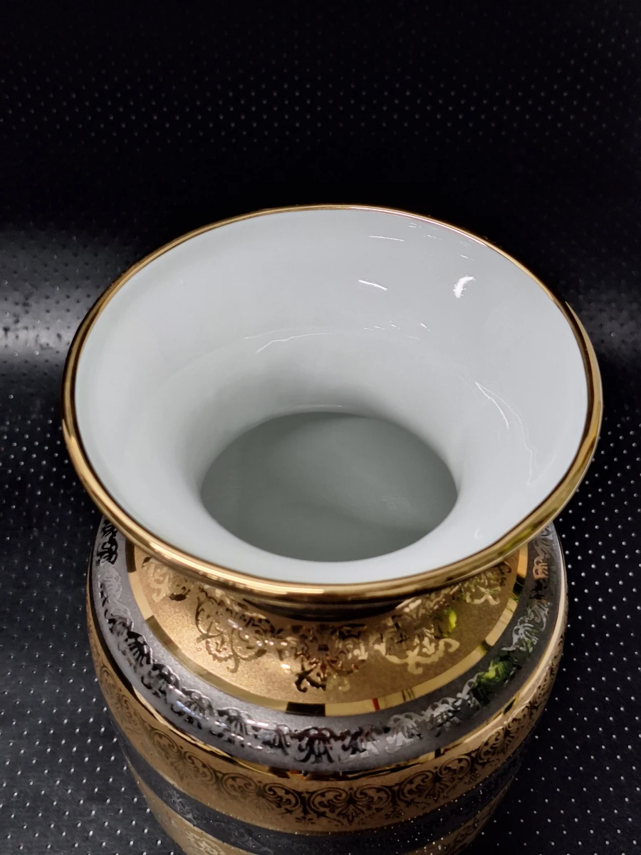 Luxe Porseleinen Vaas - Casa Bohemia S.A. - 24K Goud & Zilver Acid-Etched Decoratie - foto 8