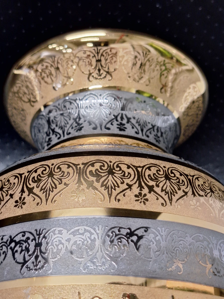 Luxe Porseleinen Vaas - Casa Bohemia S.A. - 24K Goud & Zilver Acid-Etched Decoratie - foto 11