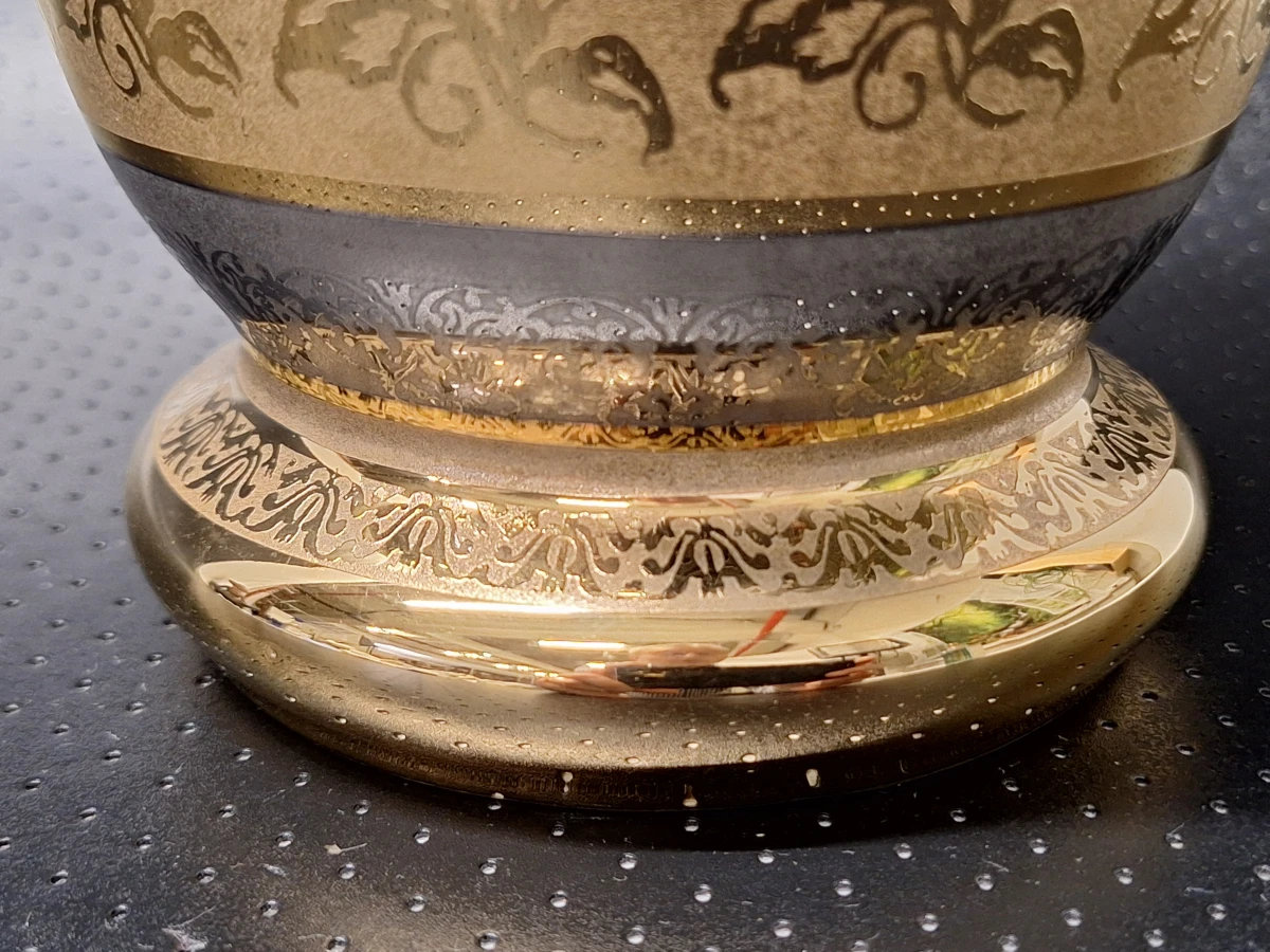 Luxe Porseleinen Vaas - Casa Bohemia S.A. - 24K Goud & Zilver Acid-Etched Decoratie - foto 4