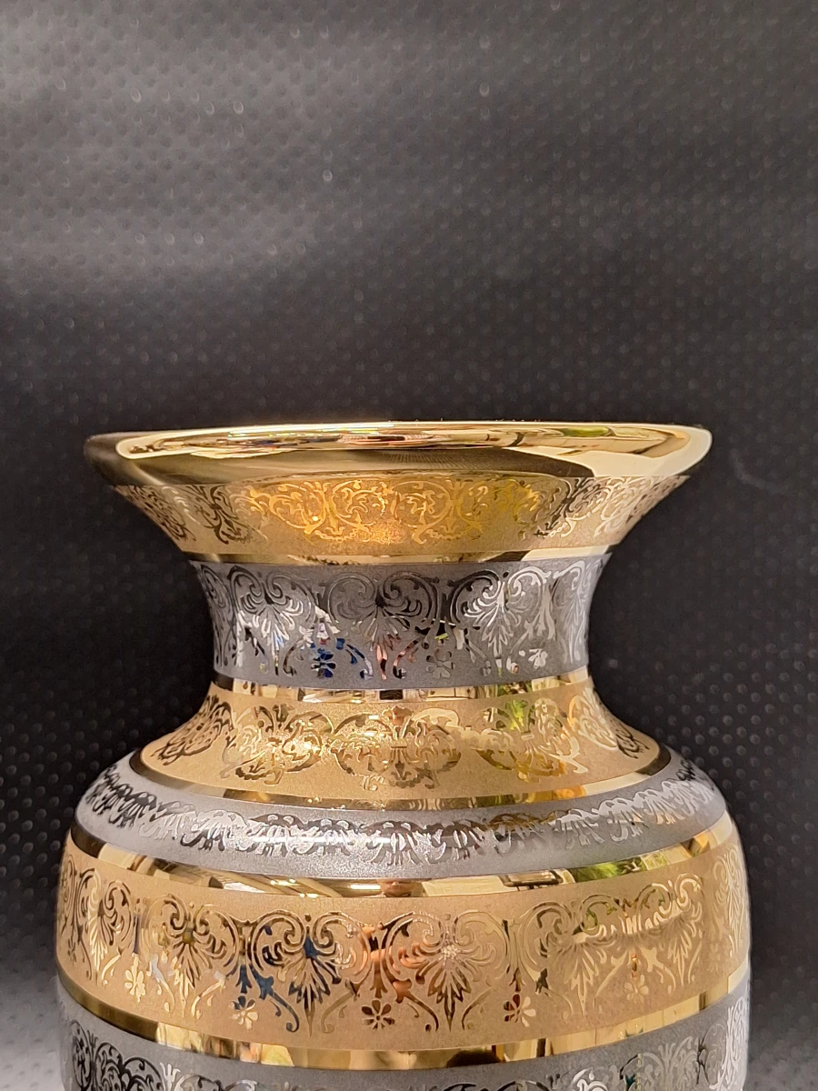 Luxe Porseleinen Vaas - Casa Bohemia S.A. - 24K Goud & Zilver Acid-Etched Decoratie - foto 9