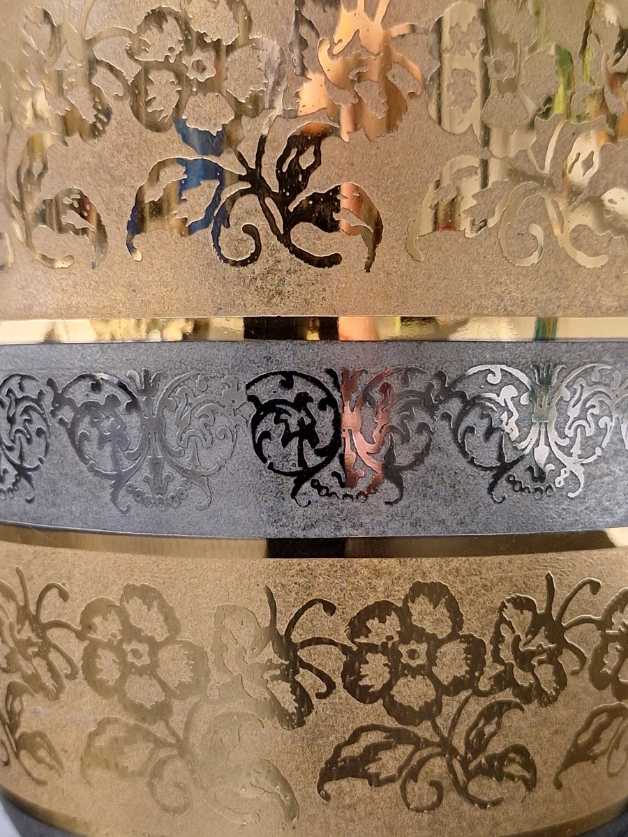 Luxe Porseleinen Vaas - Casa Bohemia S.A. - 24K Goud & Zilver Acid-Etched Decoratie - foto 5