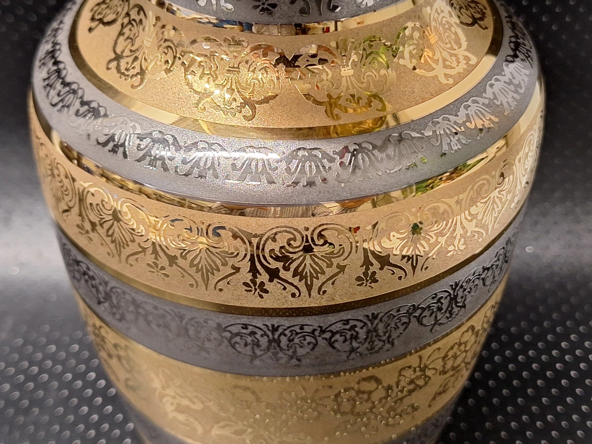 Luxe Porseleinen Vaas - Casa Bohemia S.A. - 24K Goud & Zilver Acid-Etched Decoratie - foto 6
