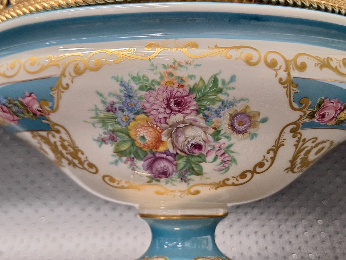 Klassieke Porseleinen Terrine / Bonbonnière met Bronzen Montuur - ACF (Décor de Paris) - foto 6