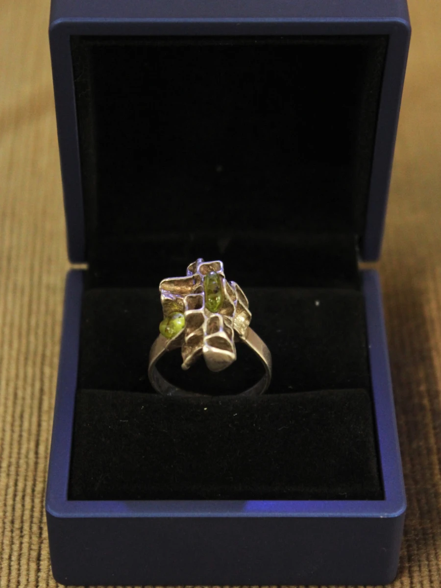 Verstelbare sterling zilveren ring met abstracte ringkop - foto 2