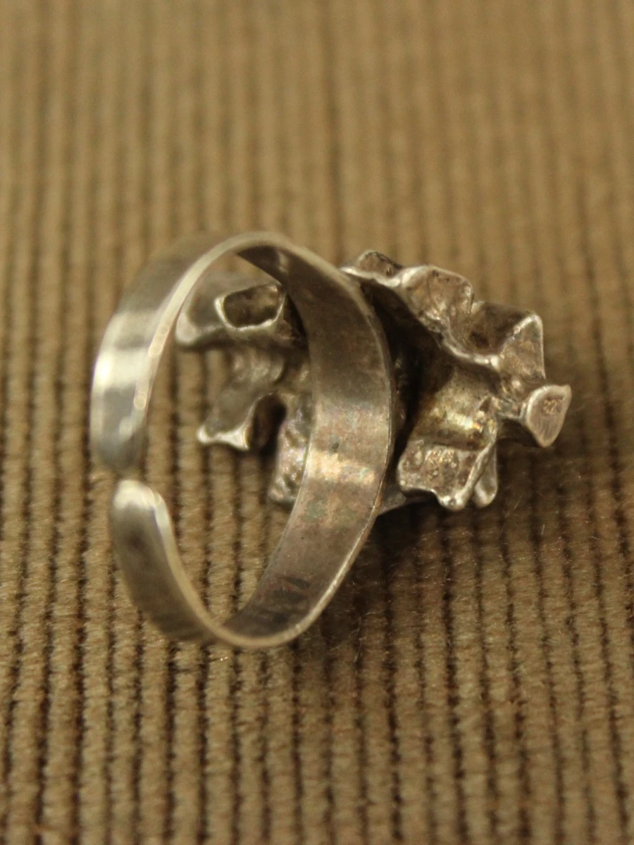 Verstelbare sterling zilveren ring met abstracte ringkop - foto 3