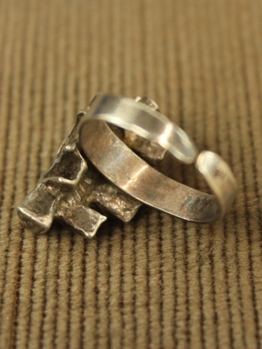 Verstelbare sterling zilveren ring met abstracte ringkop - foto 4