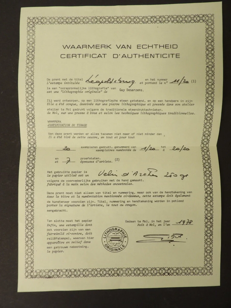 Lithografie stadsgezicht Leopoldsburg door Guy Desarzens - foto 8
