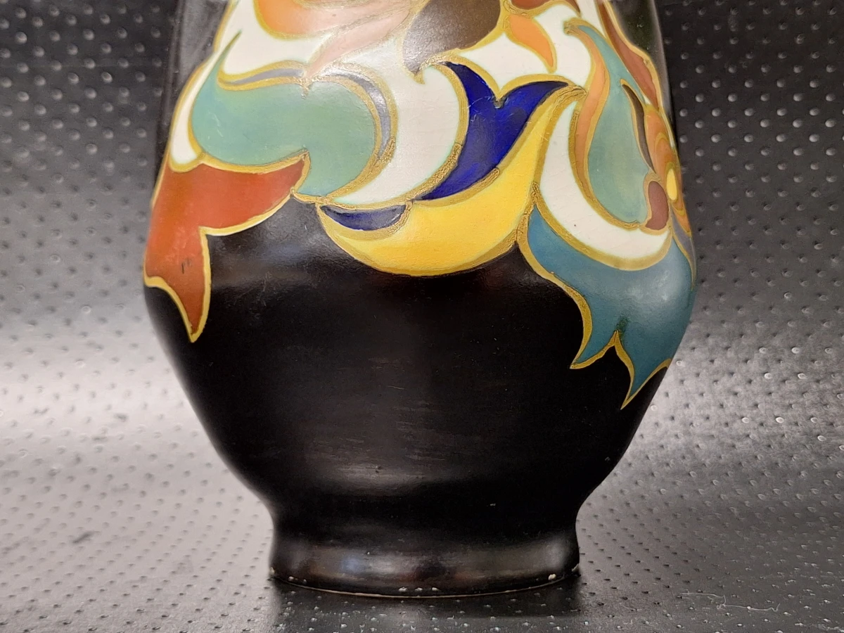Zeldzame Art Deco Plateel Vaas - Plateelbakkerij Zenith Gouda (Decor 'Ruby', Model 94) - foto 4