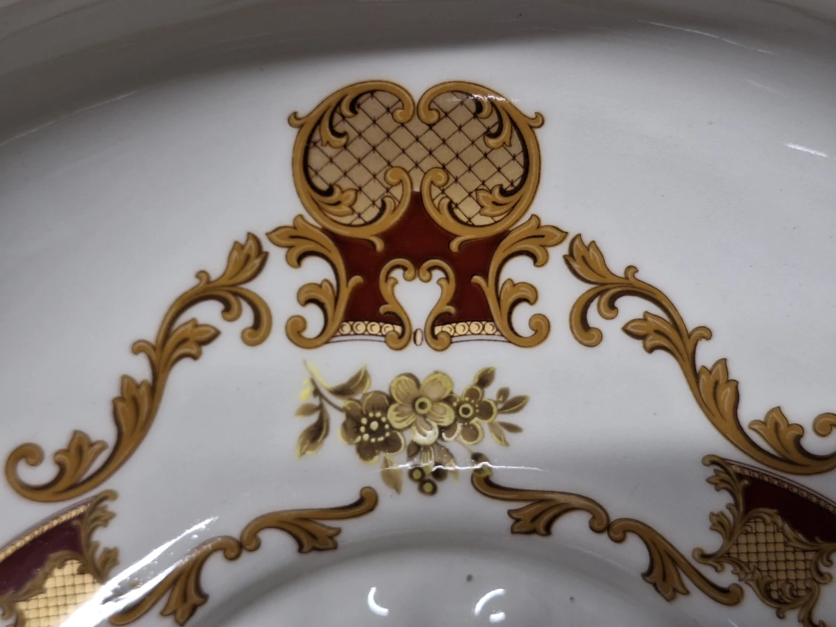 Luxe Klassieke Porseleinen Coupe op Voet - Ceramiche Alfa Italy (Met Messing Beslag) - foto 11