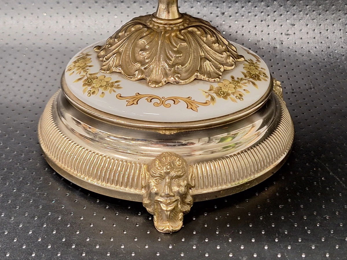 Luxe Klassieke Porseleinen Coupe op Voet - Ceramiche Alfa Italy (Met Messing Beslag) - foto 3