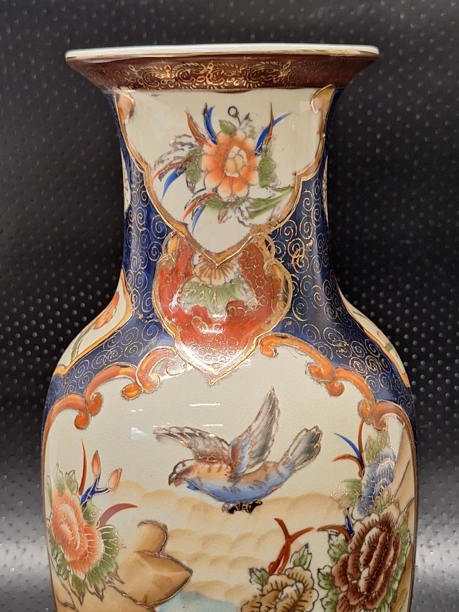 Set van 2 Vintage Chinese Satsuma-Stijl Porseleinen Vazen - Vogels & Pioenrozen (Zhongguo Zhizao) - foto 7