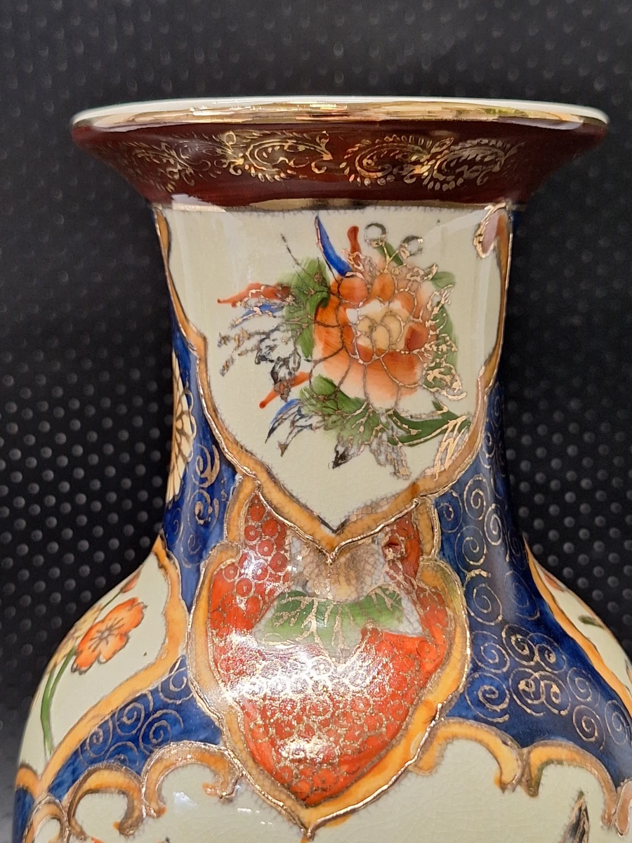 Set van 2 Vintage Chinese Satsuma-Stijl Porseleinen Vazen - Vogels & Pioenrozen (Zhongguo Zhizao) - foto 15