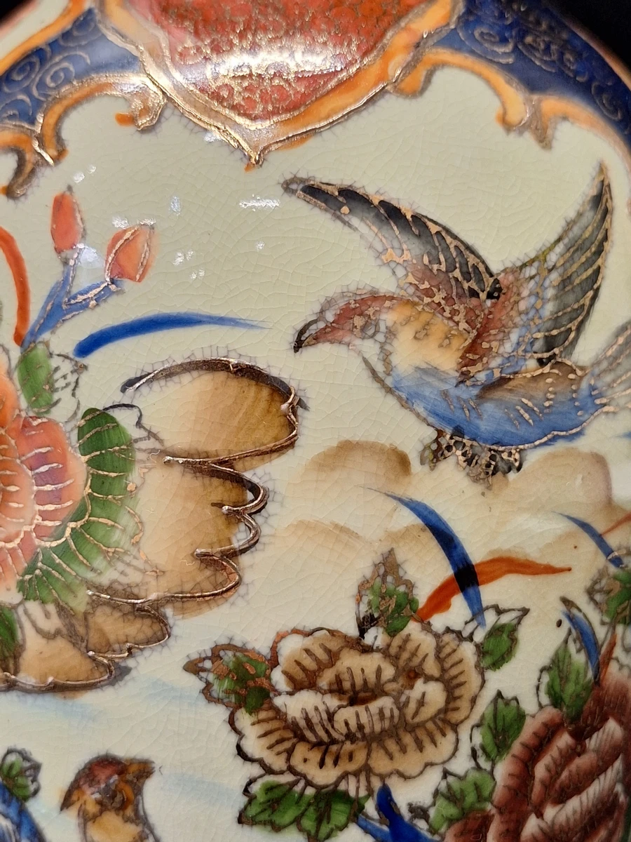 Set van 2 Vintage Chinese Satsuma-Stijl Porseleinen Vazen - Vogels & Pioenrozen (Zhongguo Zhizao) - foto 14