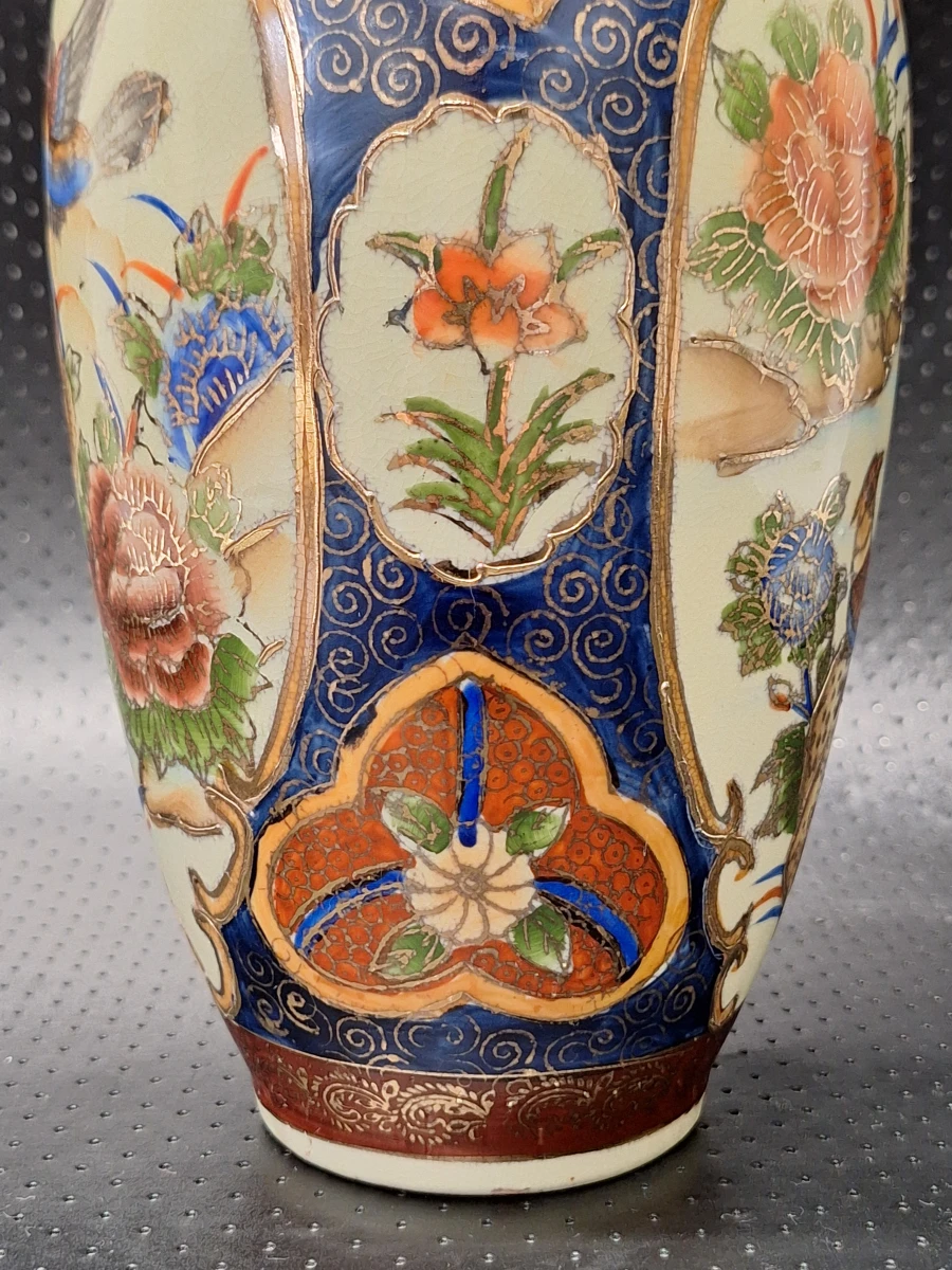 Set van 2 Vintage Chinese Satsuma-Stijl Porseleinen Vazen - Vogels & Pioenrozen (Zhongguo Zhizao) - foto 12