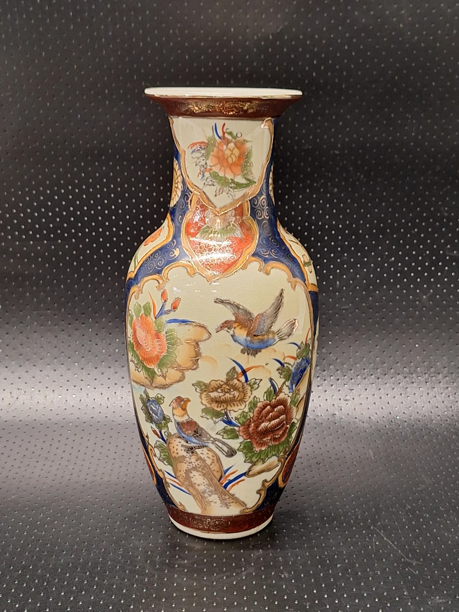 Set van 2 Vintage Chinese Satsuma-Stijl Porseleinen Vazen - Vogels & Pioenrozen (Zhongguo Zhizao) - foto 10
