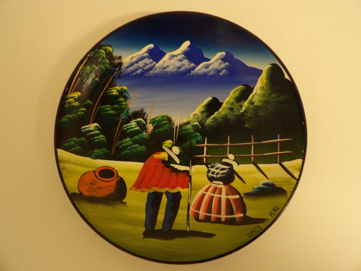 Handbeschilderd keramieken wandbord uit Peru (Cusco) – kavel bij De Kringwinkel, Leopoldsburg