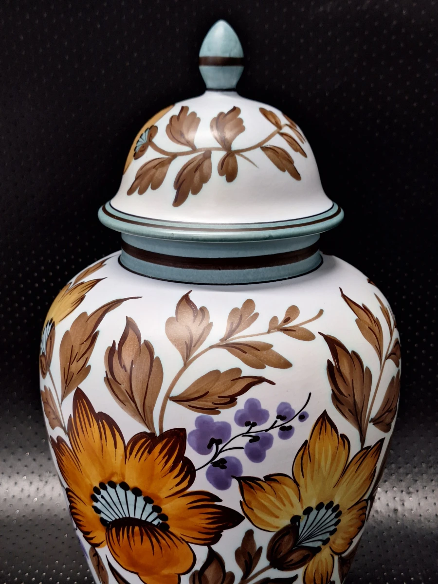 Vintage Gouda Flora Holland Aardewerk Dekselvaas - Decor 'Flora' (#3000) - foto 6