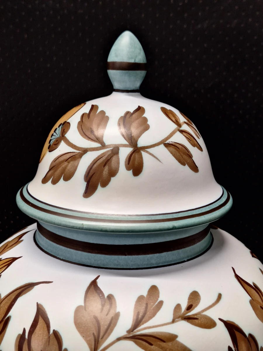 Vintage Gouda Flora Holland Aardewerk Dekselvaas - Decor 'Flora' (#3000) - foto 7